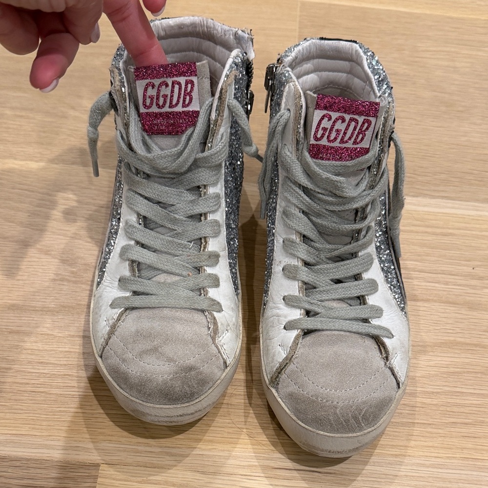 Golden Goose Silver Glitter High-Top Sneakers